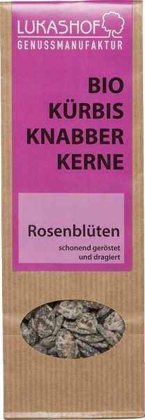 Kürbisknabberkerne mit Rosenblüten 80g Bio