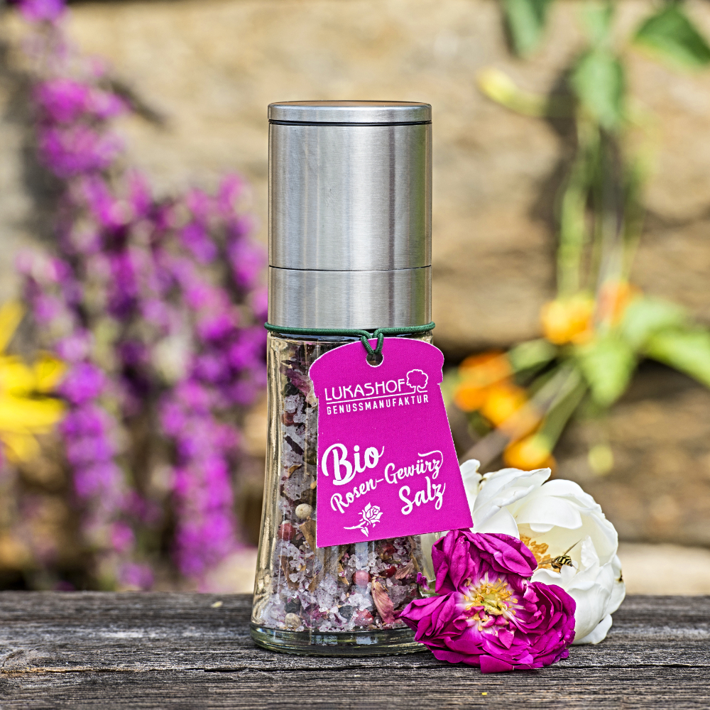 Rosenblüten Gewürzsalz Mühle 50g Bio